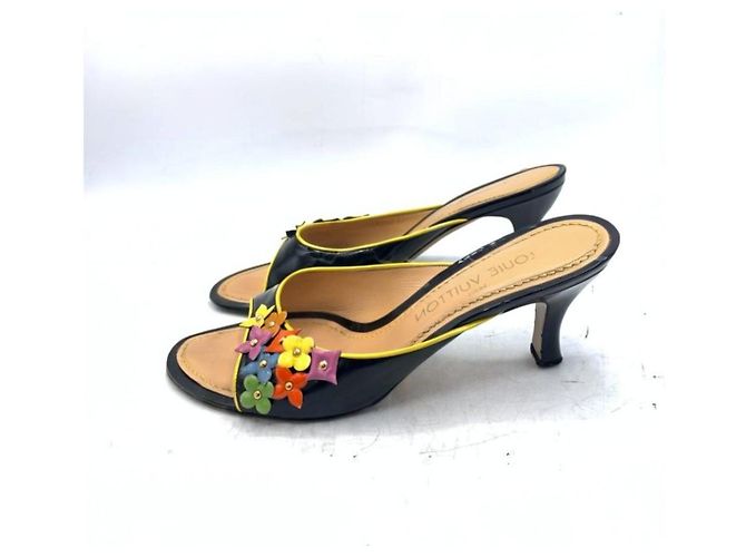 Sandali Louis Vuitton in vernice con fiori Nero Multicolore - vista 4