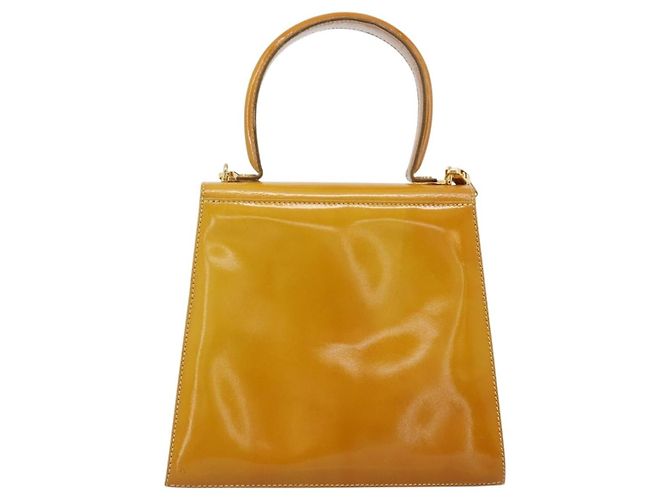 Salvatore Ferragamo Gancini in pelle vernita Giallo - vista 2