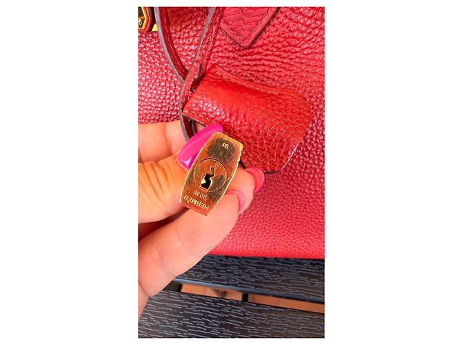 Hermès Birkin 30 in pelle Togo Rosso - vista 5