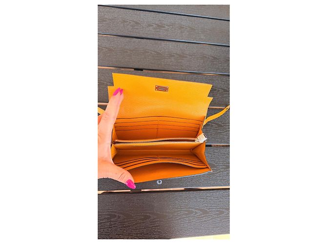Hermès Kelly Portemonnaie Orange Epsom-Leder - Ansicht 7