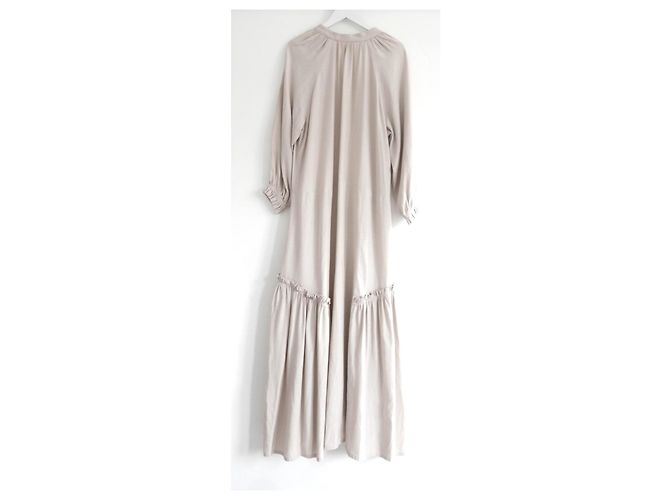 Autre Marque Casa Raki Midi-Kleid aus Cupro in Beige - Ansicht 6