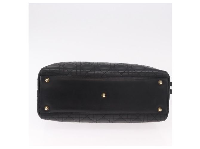 Borsa Christian Dior Lady Dior Canage in pelle di agnello 2way Nero Oro Auth 183708V - vista 11