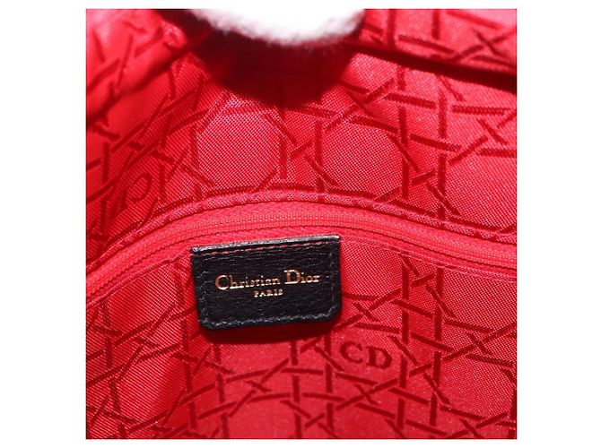 Borsa Christian Dior Lady Dior Canage in pelle di agnello 2way Nero Oro Auth 183708V - vista 18