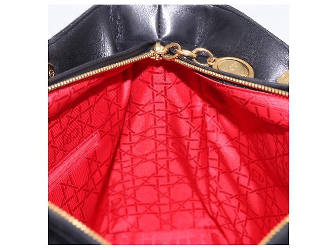 Borsa Christian Dior Lady Dior Canage in pelle di agnello 2way Nero Oro Auth 183708V - vista 20