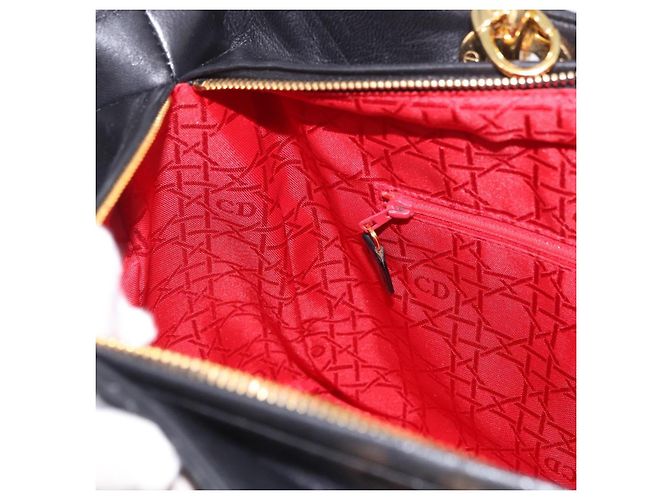 Borsa Christian Dior Lady Dior Canage in pelle di agnello 2way Nero Oro Auth 183708V - vista 22