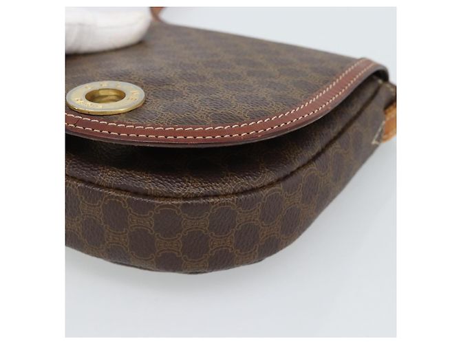 Céline Borsa a tracolla circolare CELINE Macadam Canvas PVC Pelle Marrone Oro Auth 184306 D'oro - vista 10