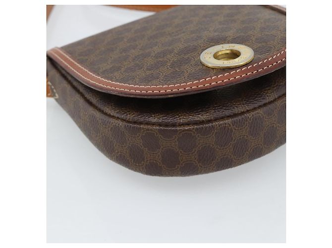 Céline Borsa a tracolla circolare CELINE Macadam Canvas PVC Pelle Marrone Oro Auth 184306 D'oro - vista 11