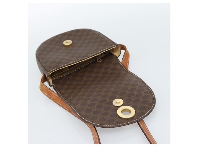 Céline Borsa a tracolla circolare CELINE Macadam Canvas PVC Pelle Marrone Oro Auth 184306 D'oro - vista 14