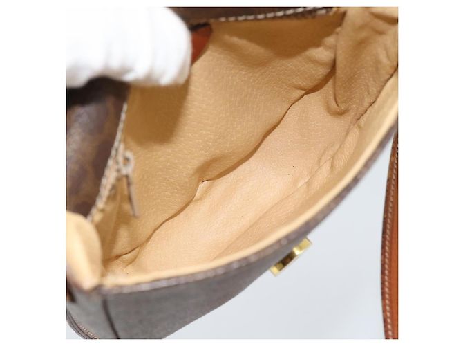 Céline Borsa a tracolla circolare CELINE Macadam Canvas PVC Pelle Marrone Oro Auth 184306 D'oro - vista 16