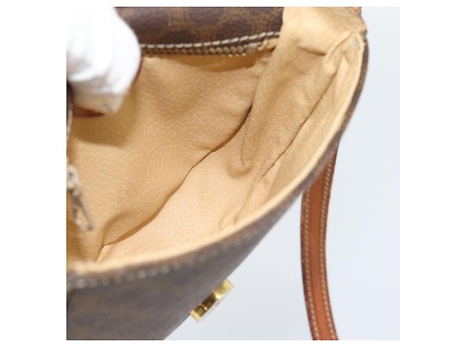 Céline Borsa a tracolla circolare CELINE Macadam Canvas PVC Pelle Marrone Oro Auth 184306 D'oro - vista 17