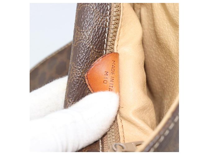 Céline Borsa a tracolla circolare CELINE Macadam Canvas PVC Pelle Marrone Oro Auth 184306 D'oro - vista 21