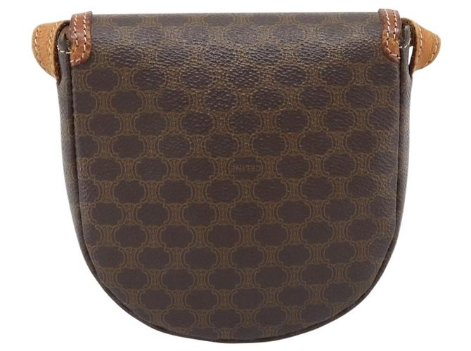 Céline Borsa a tracolla circolare CELINE Macadam Canvas PVC Pelle Marrone Oro Auth 184306 D'oro - vista 3