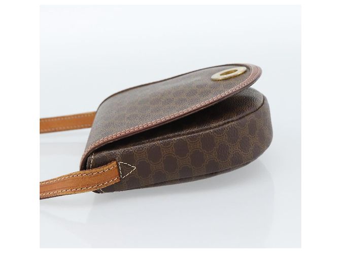 Céline Borsa a tracolla circolare CELINE Macadam Canvas PVC Pelle Marrone Oro Auth 184306 D'oro - vista 4