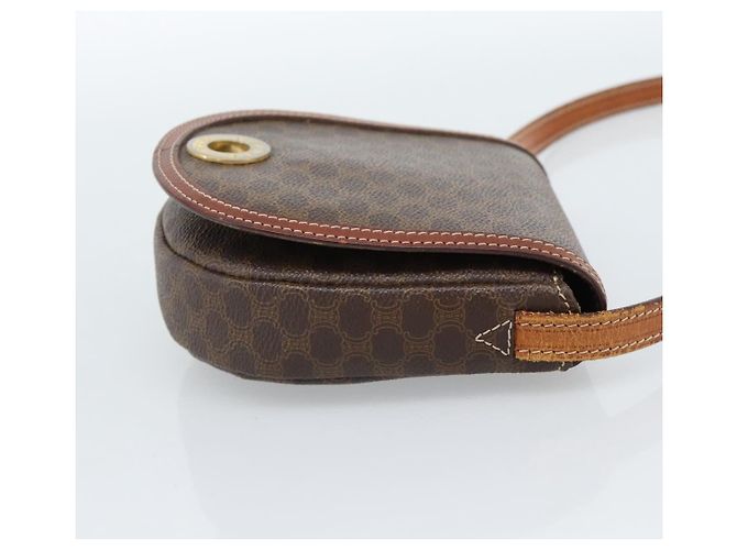Céline Borsa a tracolla circolare CELINE Macadam Canvas PVC Pelle Marrone Oro Auth 184306 D'oro - vista 5