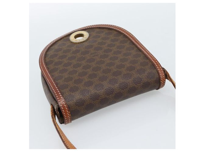 Céline Borsa a tracolla circolare CELINE Macadam Canvas PVC Pelle Marrone Oro Auth 184306 D'oro - vista 6