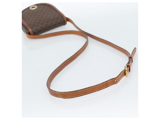 Céline Borsa a tracolla circolare CELINE Macadam Canvas PVC Pelle Marrone Oro Auth 184306 D'oro - vista 7