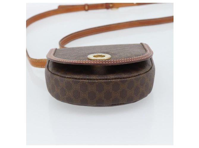 Céline Borsa a tracolla circolare CELINE Macadam Canvas PVC Pelle Marrone Oro Auth 184306 D'oro - vista 9