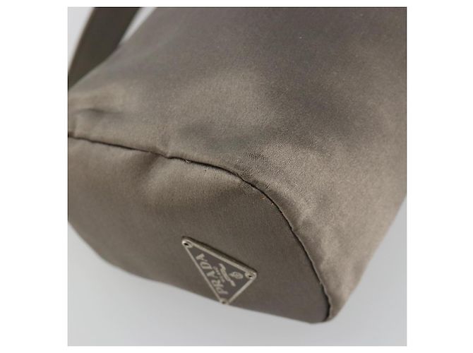 PRADA Handpouch aus Satin Grau Silber Authentisch 182660A Braun - Ansicht 11