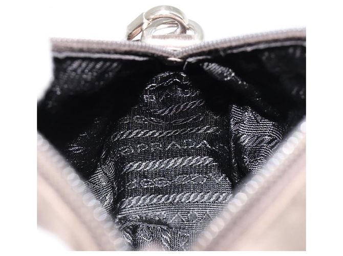 PRADA Handpouch aus Satin Grau Silber Authentisch 182660A Braun - Ansicht 19