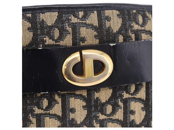Borsa a tracolla Christian Dior Trotter Canvas Blu Navy Oro Auth 182609 D'oro - vista 15