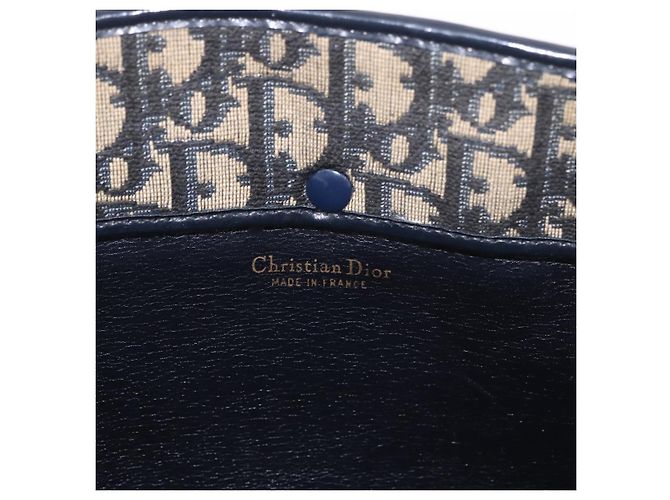 Borsa a tracolla Christian Dior Trotter Canvas Blu Navy Oro Auth 182609 D'oro - vista 16