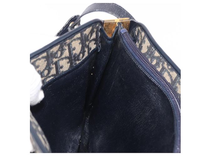 Borsa a tracolla Christian Dior Trotter Canvas Blu Navy Oro Auth 182609 D'oro - vista 18