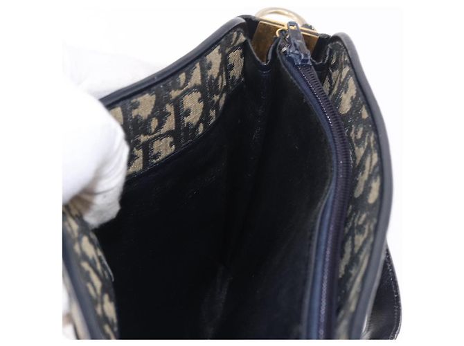 Borsa a tracolla Christian Dior Trotter Canvas Blu Navy Oro Auth 182609 D'oro - vista 21