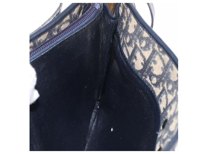 Borsa a tracolla Christian Dior Trotter Canvas Blu Navy Oro Auth 182609 D'oro - vista 22
