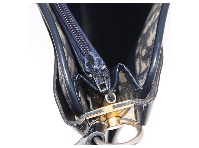 Borsa a tracolla Christian Dior Trotter Canvas Blu Navy Oro Auth 182609 D'oro - vista 23