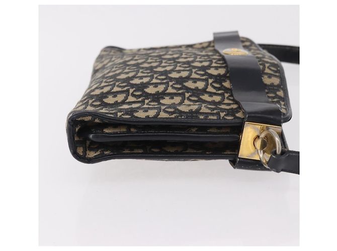 Borsa a tracolla Christian Dior Trotter Canvas Blu Navy Oro Auth 182609 D'oro - vista 4