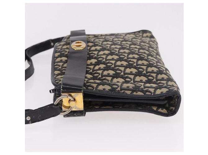 Borsa a tracolla Christian Dior Trotter Canvas Blu Navy Oro Auth 182609 D'oro - vista 5
