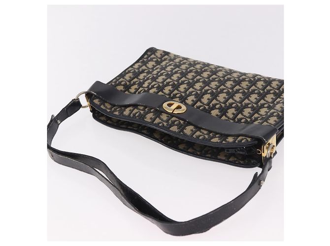 Borsa a tracolla Christian Dior Trotter Canvas Blu Navy Oro Auth 182609 D'oro - vista 6
