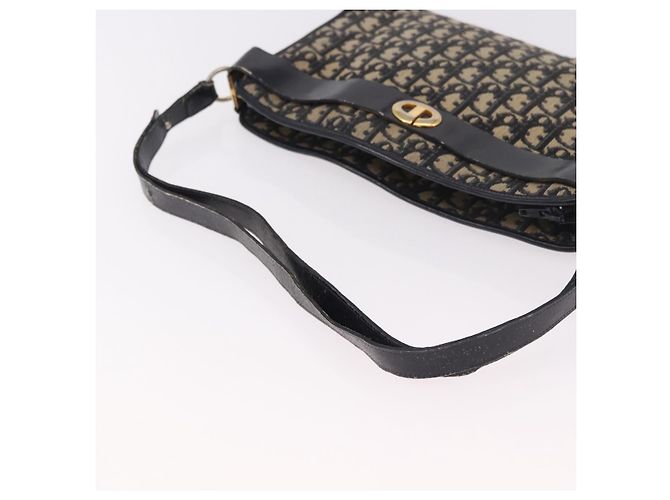 Borsa a tracolla Christian Dior Trotter Canvas Blu Navy Oro Auth 182609 D'oro - vista 7