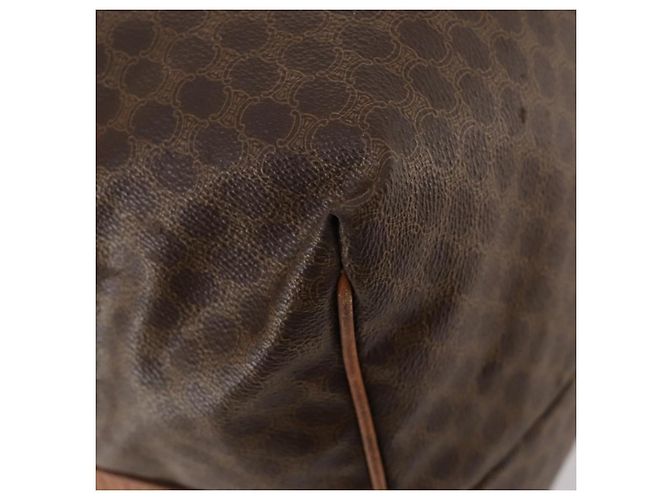 Céline CELINE Macadam Canvas Boston Bag PVC Leder Braun Gold Auth 180687 Golden - Ansicht 12