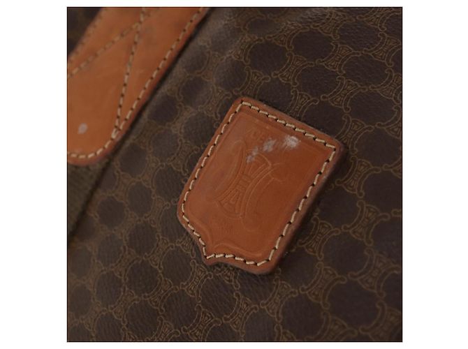 Céline CELINE Macadam Canvas Boston Bag PVC Leder Braun Gold Auth 180687 Golden - Ansicht 15