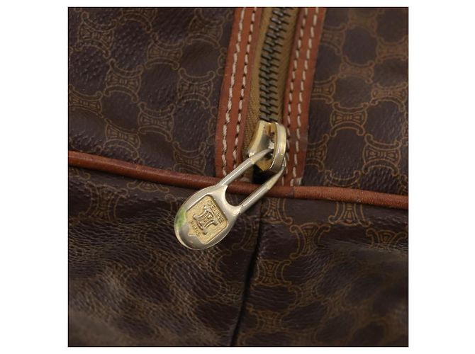 Céline CELINE Macadam Canvas Boston Bag PVC Leder Braun Gold Auth 180687 Golden - Ansicht 16