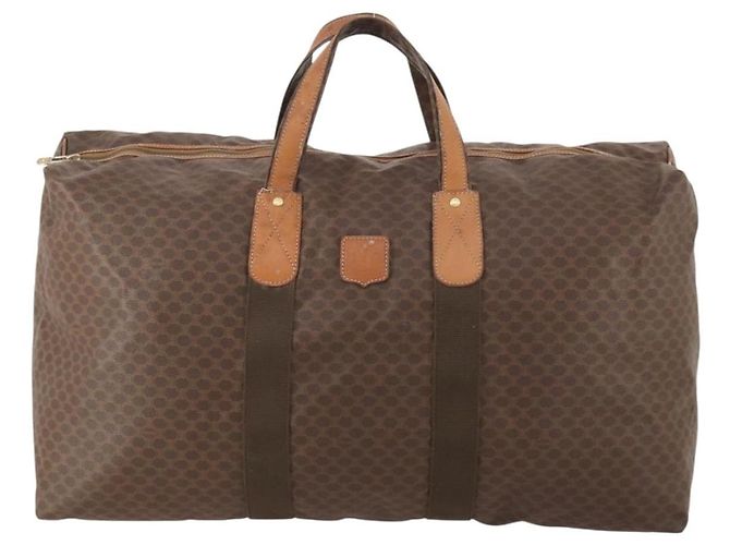 Céline CELINE Macadam Canvas Boston Bag PVC Leder Braun Gold Auth 180687 Golden - Ansicht 2