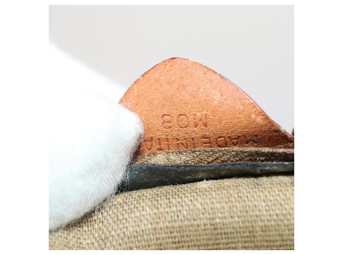 Céline CELINE Macadam Canvas Boston Bag PVC Leder Braun Gold Auth 180687 Golden - Ansicht 21