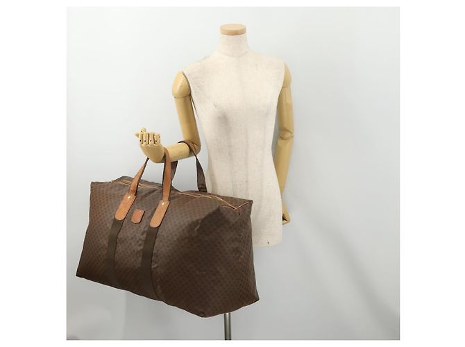 Céline CELINE Macadam Canvas Boston Bag PVC Leder Braun Gold Auth 180687 Golden - Ansicht 22