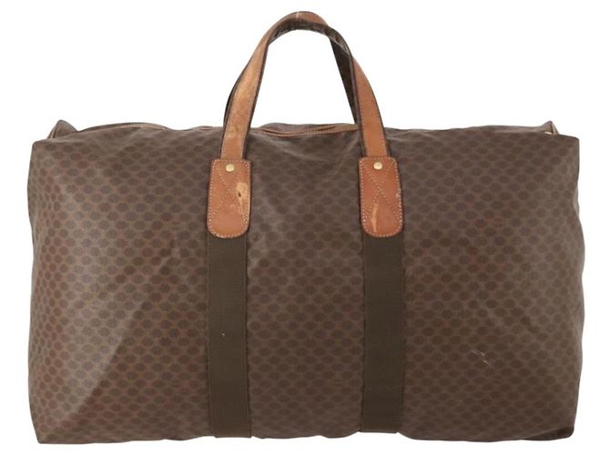 Céline CELINE Macadam Canvas Boston Bag PVC Leder Braun Gold Auth 180687 Golden - Ansicht 3