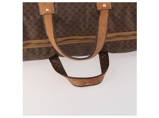 Céline CELINE Macadam Canvas Boston Bag PVC Leder Braun Gold Auth 180687 Golden - Ansicht 7