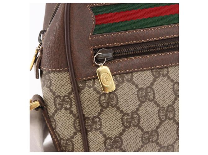 Borsa a tracolla GUCCI GG Supreme Web Sherry Line PVC Beige Red Auth 184470 Rosso - vista 15