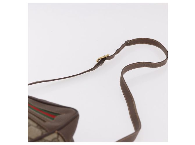 Borsa a tracolla GUCCI GG Supreme Web Sherry Line PVC Beige Red Auth 184470 Rosso - vista 8