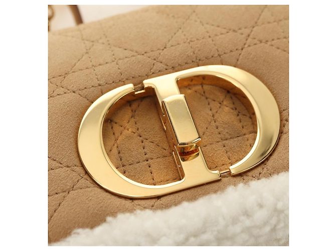 Christian Dior Caro Chain Schultertasche Mouton Beige Gold Auth ka4579SM Golden - Ansicht 15