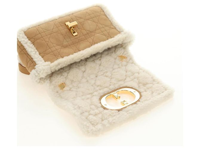 Christian Dior Caro Chain Schultertasche Mouton Beige Gold Auth ka4579SM Golden - Ansicht 16
