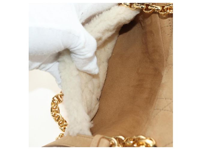 Christian Dior Caro Chain Schultertasche Mouton Beige Gold Auth ka4579SM Golden - Ansicht 22
