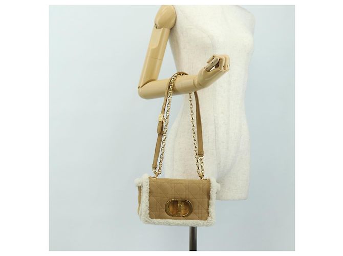 Christian Dior Caro Chain Schultertasche Mouton Beige Gold Auth ka4579SM Golden - Ansicht 24