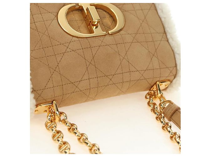 Christian Dior Caro Chain Schultertasche Mouton Beige Gold Auth ka4579SM Golden - Ansicht 6