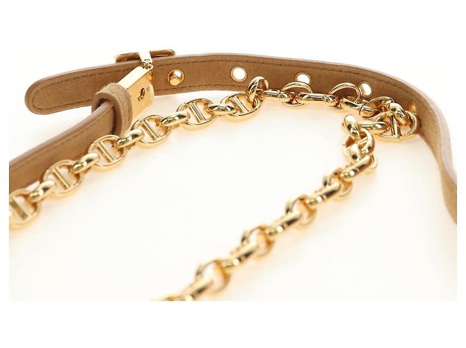 Christian Dior Caro Chain Schultertasche Mouton Beige Gold Auth ka4579SM Golden - Ansicht 9