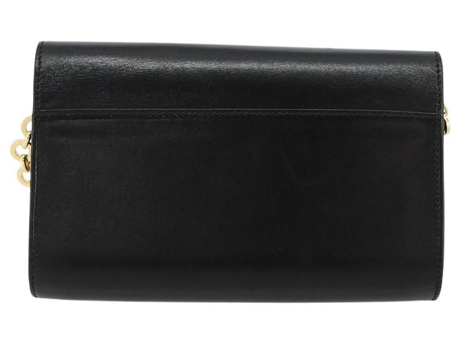 Borsa a Spalla Salvatore Ferragamo Vala Chain in Pelle Nera e Oro Auth 183025 Nero D'oro - vista 3